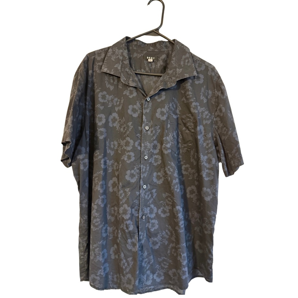 DKNY Men's Charcoal Floral Button Down Shirt